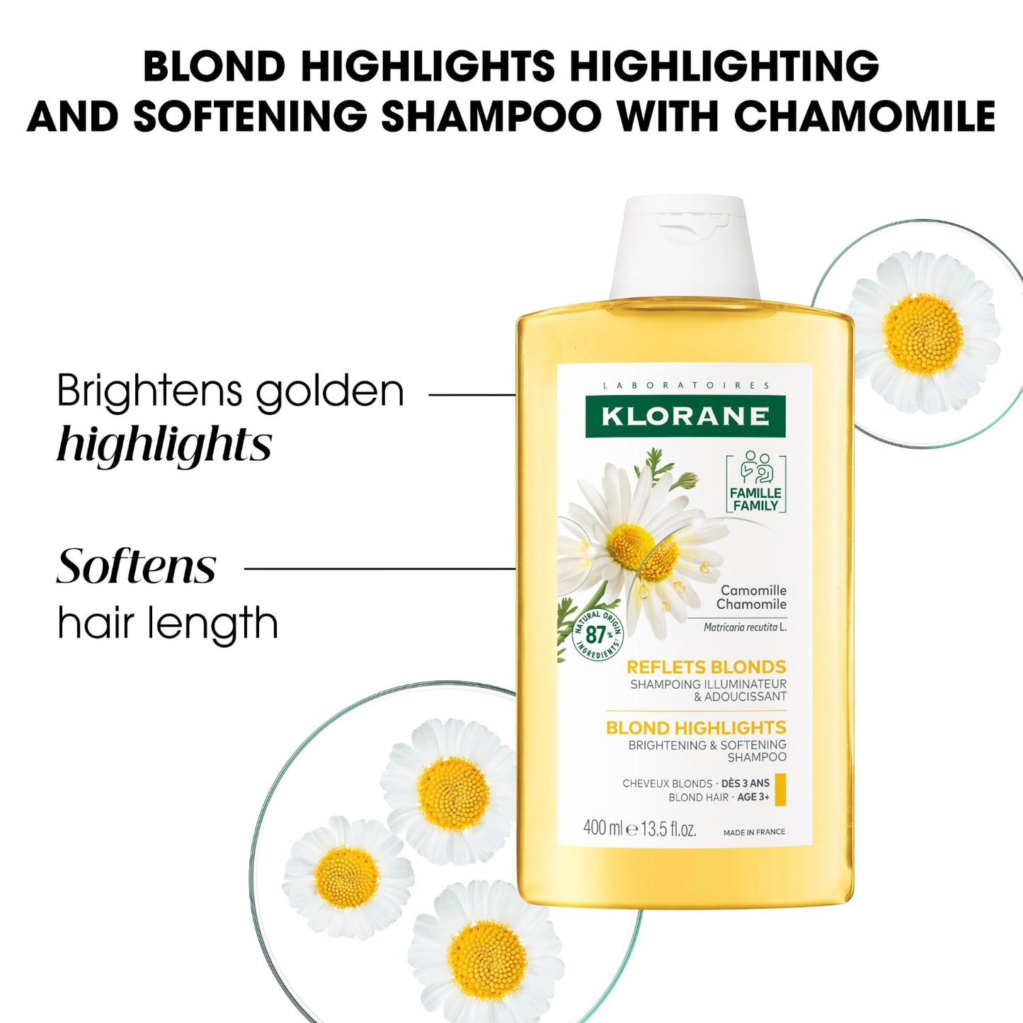 Klorane Blond Highlights Shampoo with Chamomile - 200ml