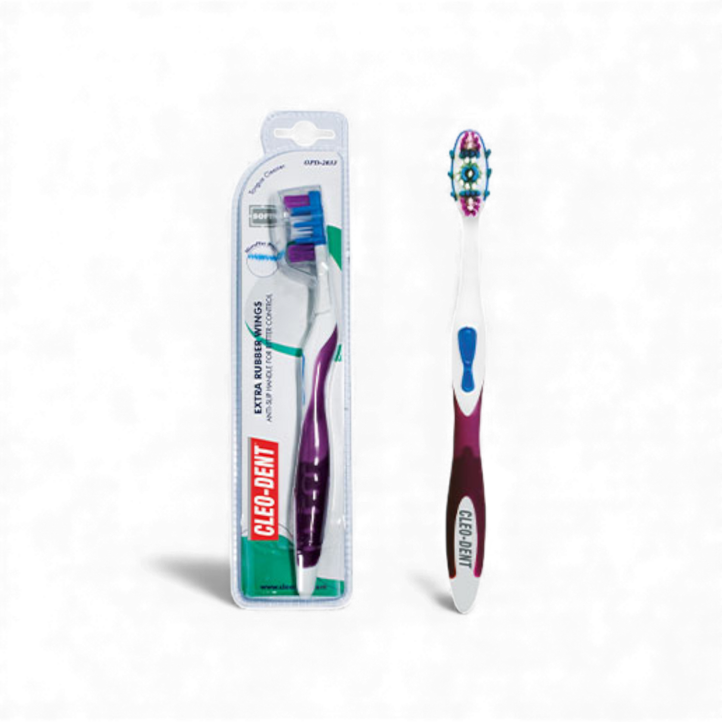 Cleo-Dent Extra Rubber Wings Toothbrush (Maxi Clean) – Hard