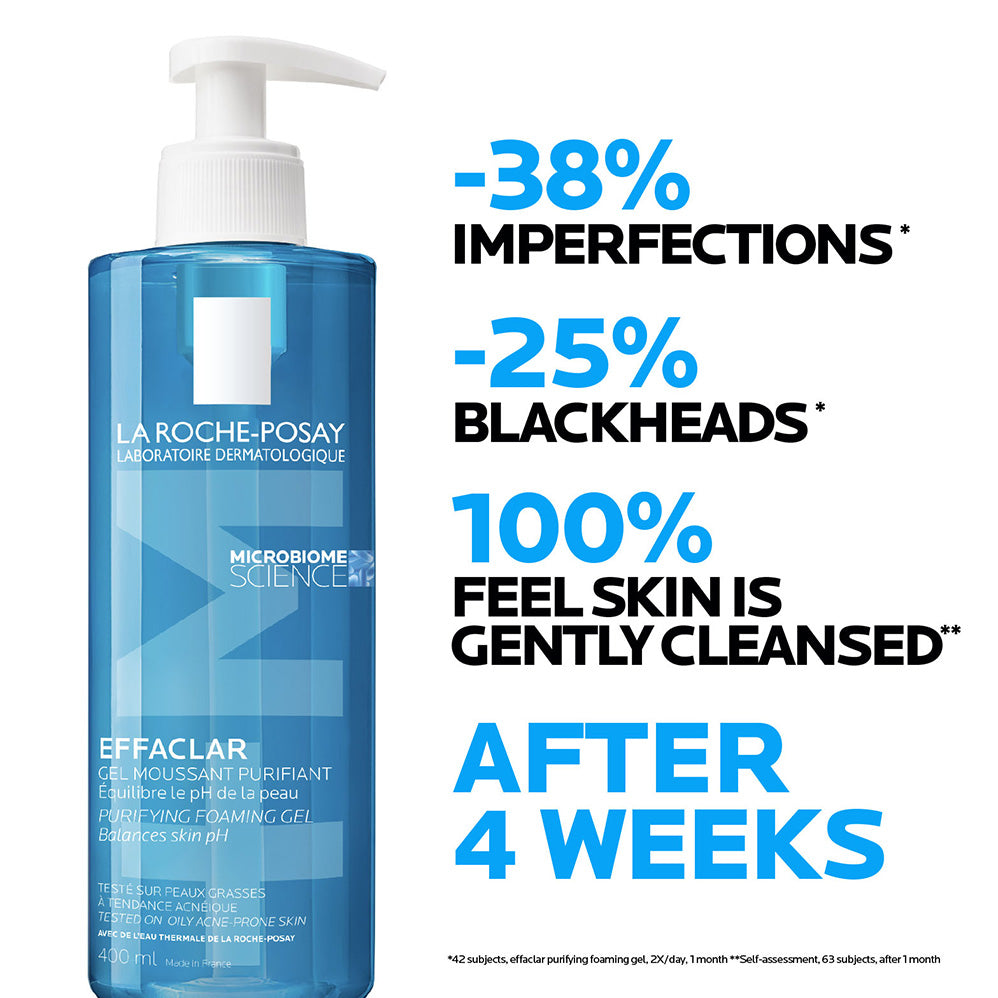 La Roche-Posay Effaclar Foaming Cleansing Gel for Oily & Acne-Prone Skin 400ml & 200ml