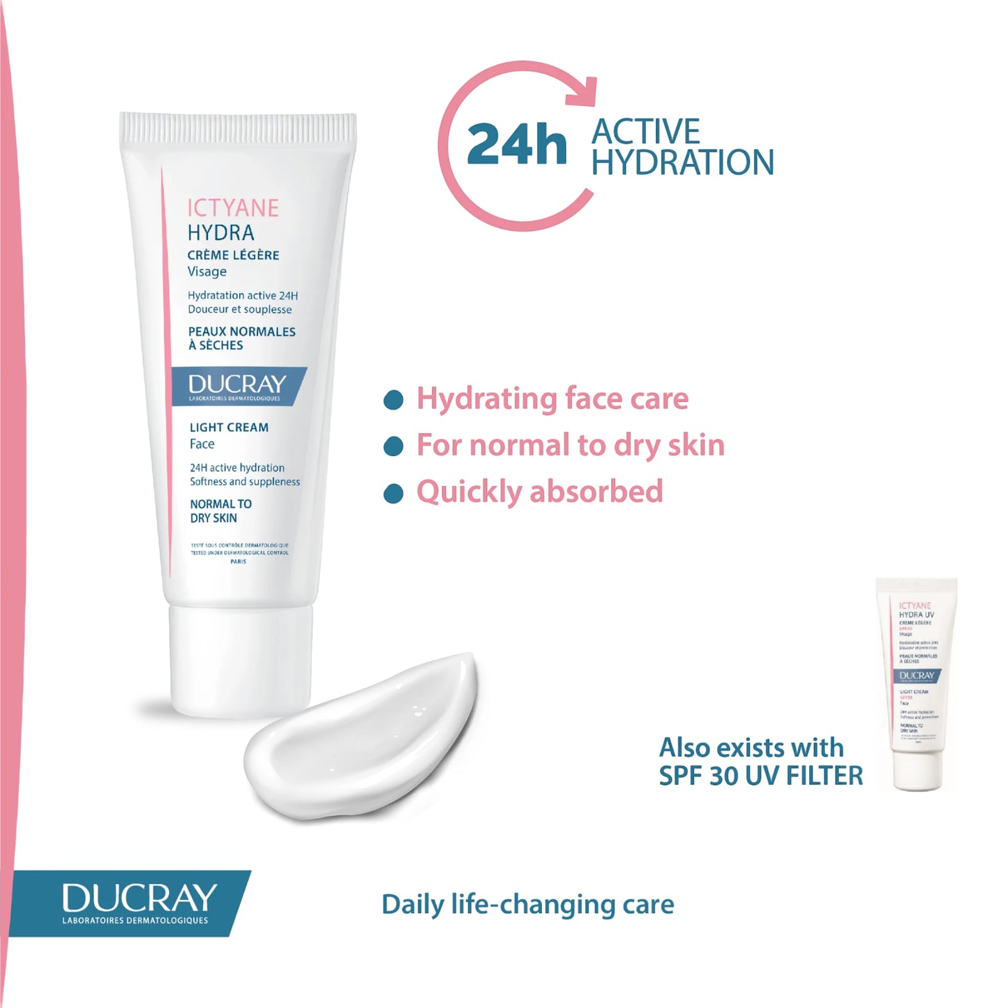 Ducray Ictyane Hydra Light Cream – 24H Hydration For Normal To Dry Skin - 40ml