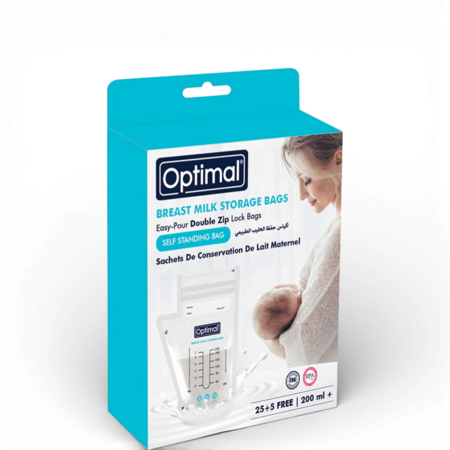 Optimal Breast Milk Storage Bags - 200 ML (25 + 5 Free)