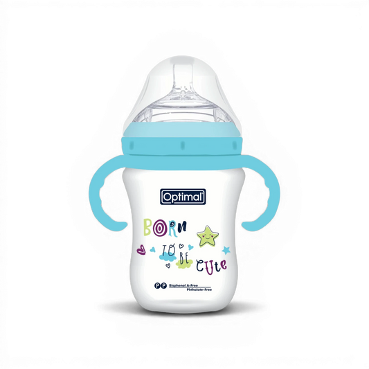Optimal Mamilla Double Anti-Colic Extra Wide Feeding Bottle – 300 ml (6+ Months) – Blue