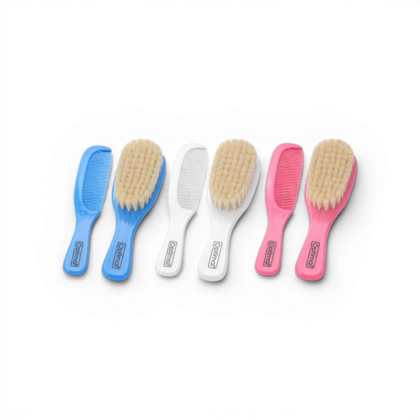 Optimal Natural Bristles Baby Brush & Comb Set – 0+ Months – 3 colors