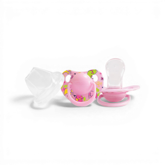Optimal Orthodontic Silicone Pacifier Printed – 6+ Months – Blue or Pink