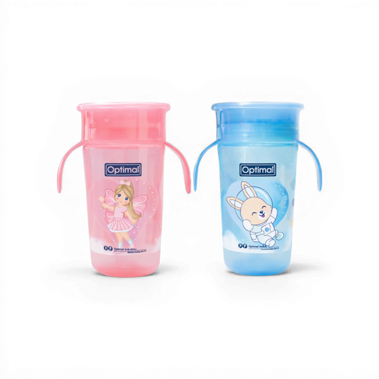 Optimal P.P. Baby Trainer Cup with Handle – 320 ml (9+ Months) – Blue or Pink