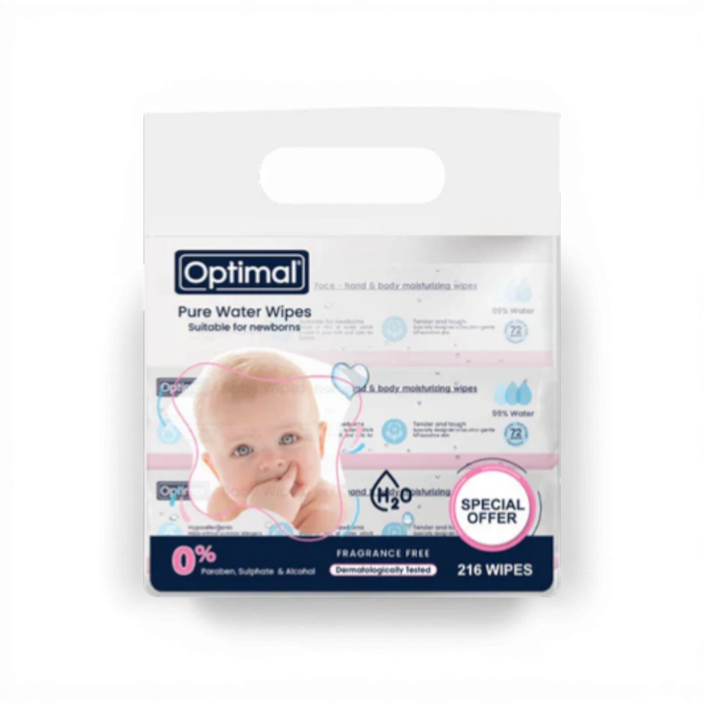 Optimal Pure Water Wipes – 216 Wipes (Special Offer Pack)