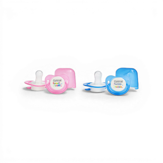 Optimal Orthodontic Silicone Pacifier – 0+ Months – Blue or Pink