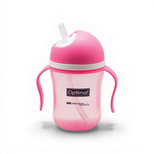 Optimal Swivel Head Drinking Bottle with Handle – 220 ml (12+ Months) – Pink