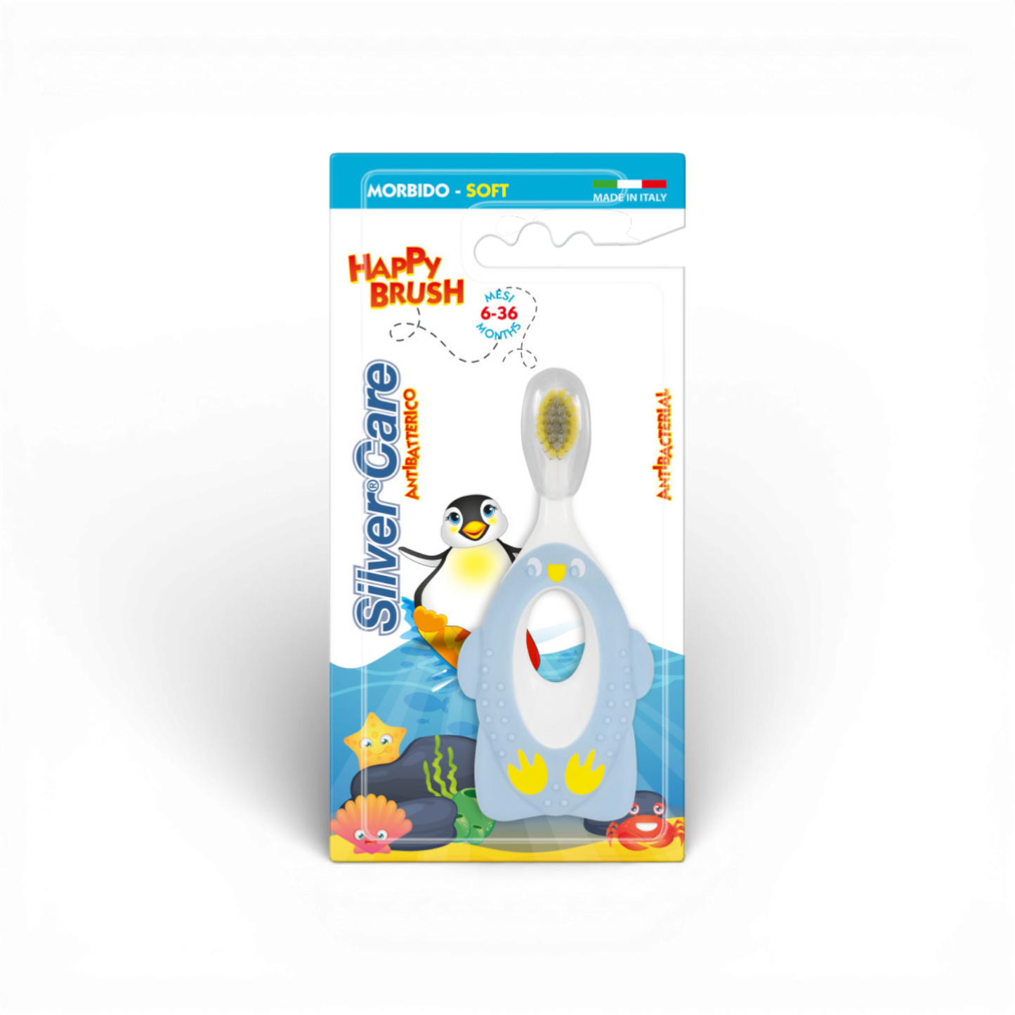 Silver Care Happy Brush Baby Toothbrush (Soft) 6–36 Months – Antibacterial